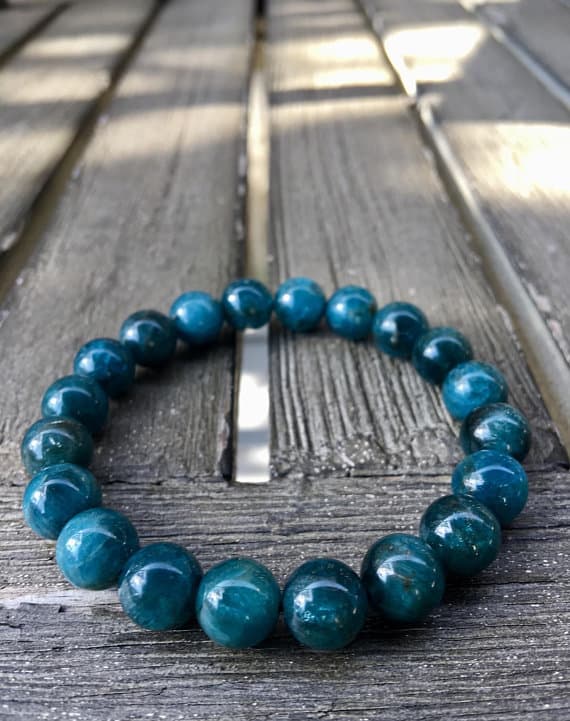 9.5mm Teal Apatite Stretch Bracelet Code- WAR6270