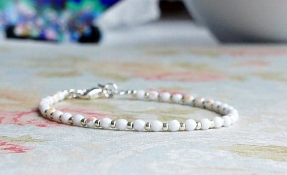 White And Silver Bracelet, Seed Bead Bracelet, Stacking Bracelet, Beaded Bracelet, Czech Glass Bracelet, Minimalist Bracelet 3-5MM Code- WAR9112