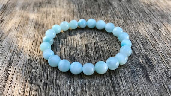 Super sale 8mm Stretchable Blue Larimar Bracelet Round, Smooth 7" for mens, womens, gf, bf & Adult.