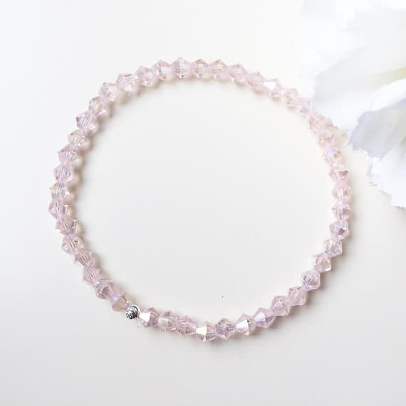 CRYSTAL BEADS Bracelet Pink bracelet modern delicate bracelet minimal jewelry sparkly bracelet Faceted beads gift for bridesmaid wedding 4 mm Code- WAR6886