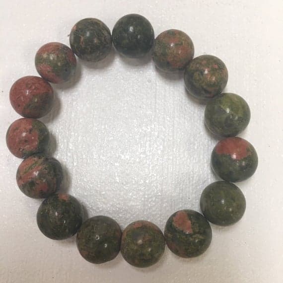 Grounding 12mm Stretchable Green Unikite Bracelet Round, Smooth 7.5" for mens, womens, gf, bf & Adult.