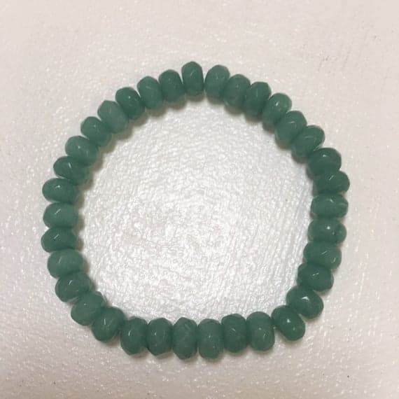 love beach youth 8mm Stretchable Green Emerald Bracelet Rondelle, Faceted 7" for mens, womens, gf, bf & Adult.