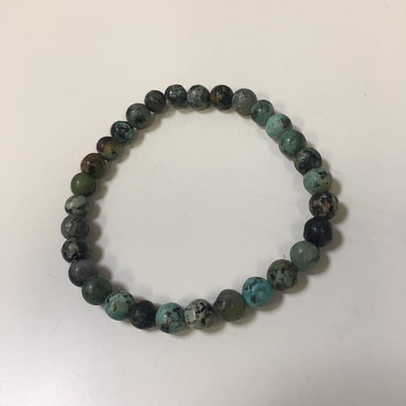 Handmade Beaded 6mm Stretchable Blue African Turquoise Bracelet Round, Smooth 7" for mens, womens, gf, bf & Adult.