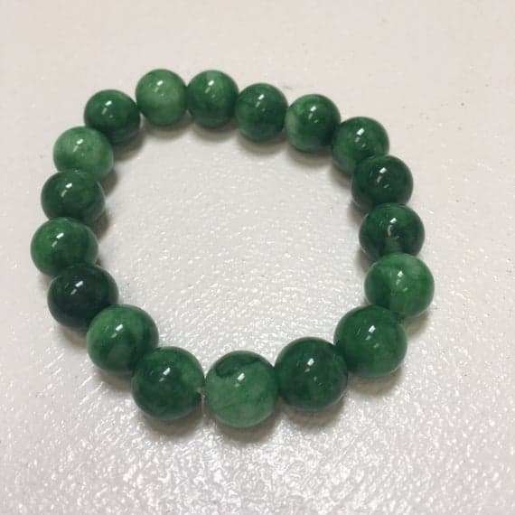 Wholesale 10mm Stretchable Green Jade Bracelet Round, Smooth 7.5" for mens, womens, gf, bf & Adult.