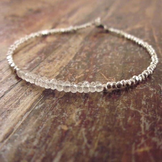 925 sterling silver Personalized Gift 3mm Pink Morganite stacking Bracelet Rondelle, Faceted 18cm for mens, womens, gf, bf and adults.