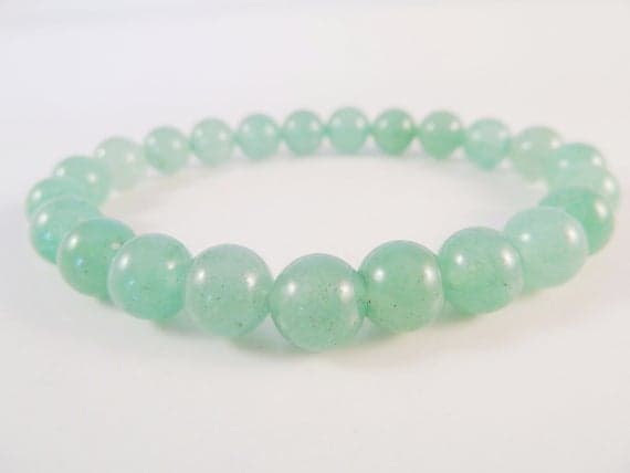 Unique Wedding Gift 8mm Stretchable Green Green Aventurine Bracelet Round, Smooth 7" for mens, womens, gf, bf & Adult.