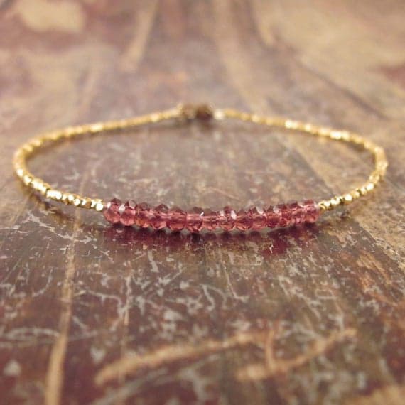 24k gold Bridesmaid Jewelry 2.5mm Red Garnet stacking Bracelet Rondelle, Faceted 18cm for mens, womens, gf, bf and adults.