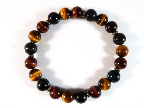 Jewelry Energy Gold Helling 8mm Stretchable Multi Multi Color Tigers Eye  Bracelet Round, Smooth 7" for mens, womens, gf, bf & Adult.