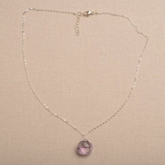 925 steling silver Chain Wholesale 6x4 mm Stracking Purple Amethyst Necklace Heart, Faceted 17 inch for mens, womens, GF, BF, Adults.