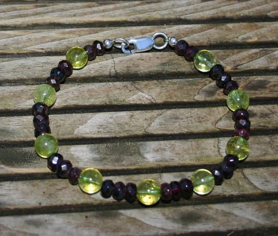 PERIDOT AND GARNET Bracelet For Men 8mm Code- WAR6024