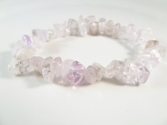 Rock Gift 9x5mm Stretchable Purple Kunzite Bracelet Nugget, Smooth 7" for mens, womens, gf, bf & Adult.