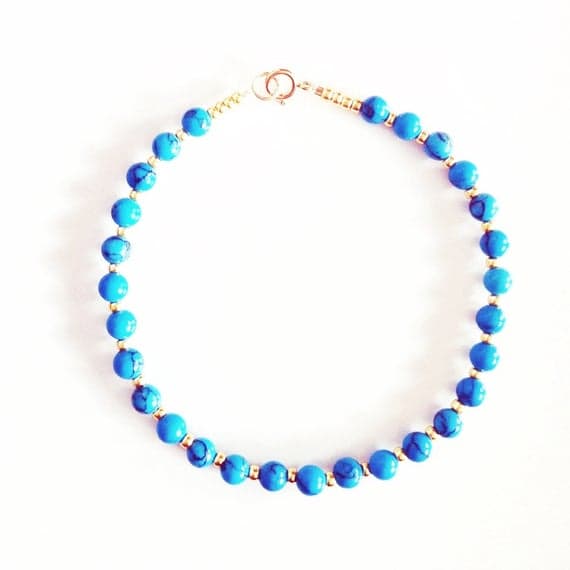 AAA++ Rare Quality Tiny Turquoise and Gold /Silver PlatedGemstone Bracelet //Turquoise bracelet //Turquoise jewellery //Gold  bracelet //gifts for her /stocking filler 17.5cm  Code- TJH287