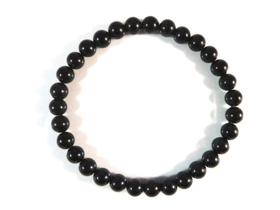 good luck gift 6mm Stretchable Black Black Tourmaline Bracelet Round, Smooth 7" for mens, womens, gf, bf & Adult.