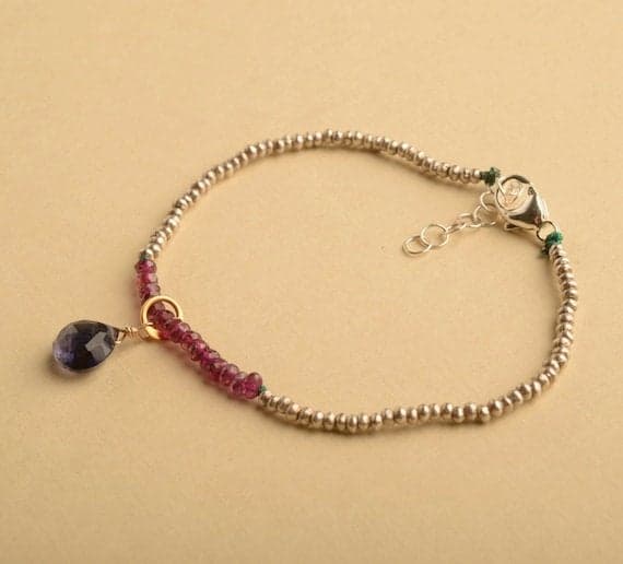 925 steling silver good luck gift 3-4 mm Stracking red Garnet Bracelet Rondelle, Smooth 7" for mens, womens, GF, BF, Adults.