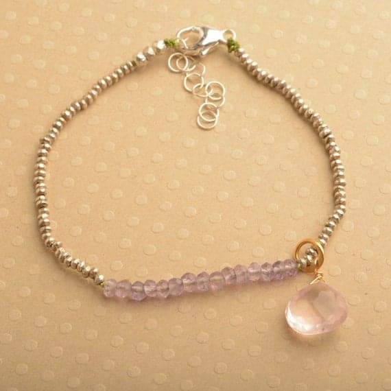 925 steling silver memorial gift 3-4 mm Stracking Purple Amethyst Bracelet Rondelle, Faceted 7" for mens, womens, GF, BF, Adults.