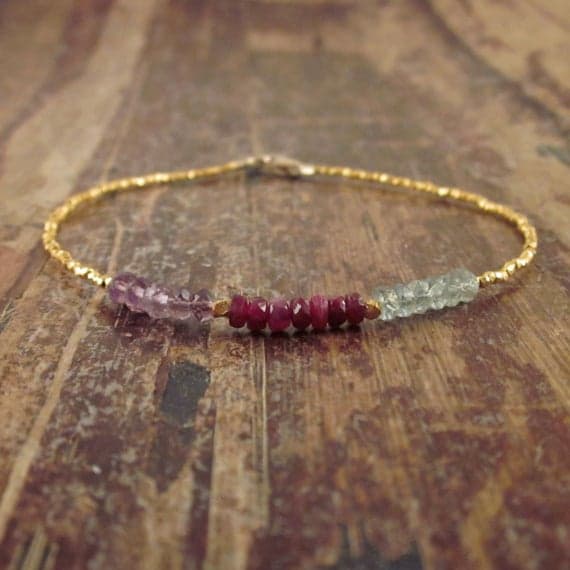 24k gold Unique Wedding Gift 2mm Multi Colour multi gemstone stacking Bracelet Rondelle, Faceted 18cm for mens, womens, gf, bf and adults.