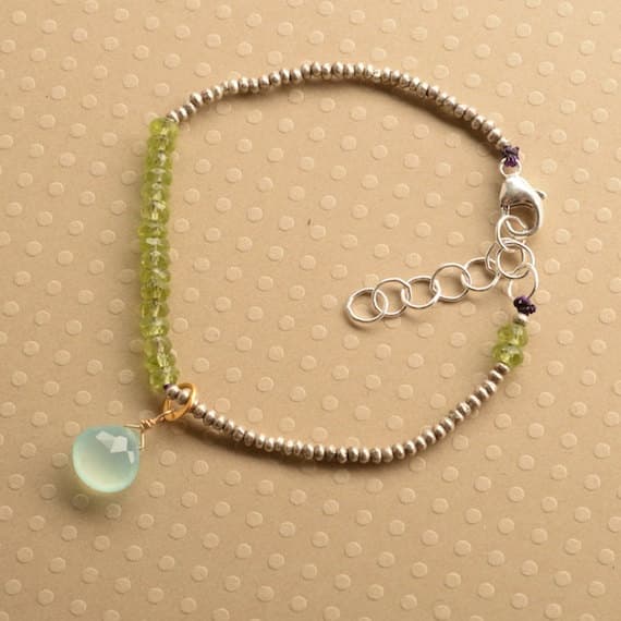 925 steling silver Rock Gift 3-4 mm Stracking green Peridot Bracelet Rondelle, Faceted 7" for mens, womens, GF, BF, Adults.