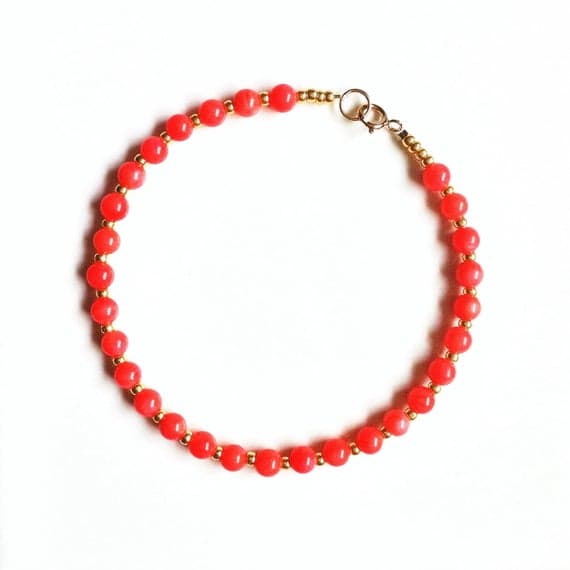 AAA++ Rare Quality Tiny Pink Coral and Gold /Silver PlatedGemstone Bracelet //Coral bracelet //Gold  bracelet //handmade jewellery //gifts for women //bridesmaid gifts 4mm 17.5cm  Code- TJH290