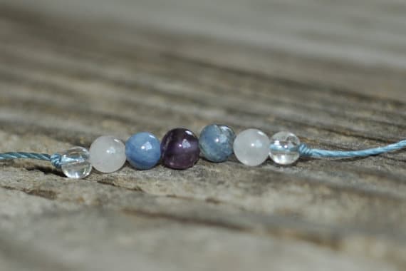 Natural 5 mm adjustable Multi Kyanite, Amethyst, Rose Quartz Bracelet Round, Smooth 7" for mens, womens, GF, BF, Adults.