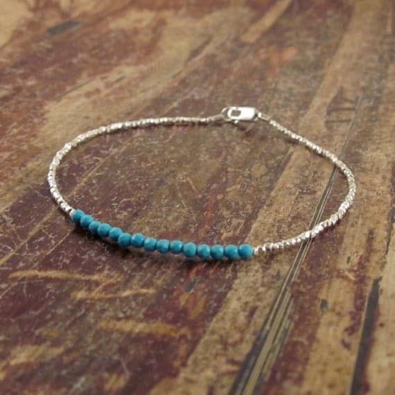 925 sterling silver Galaxy Jewelry 2.5mm Sky Blue Turquoise stacking Bracelet Round, Smooth 18cm for mens, womens, gf, bf and adults.