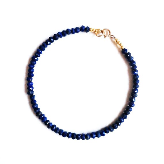 AAA++ Rare Quality Tiny Faceted Lapis Lazuli and Gold  Bracelet //Gemstone bracelet //Lapis Jewellery //Gifts for women //Lapis Lazuli bracelet //Gold  bracelet 3mm 18cm  Code- TJH281