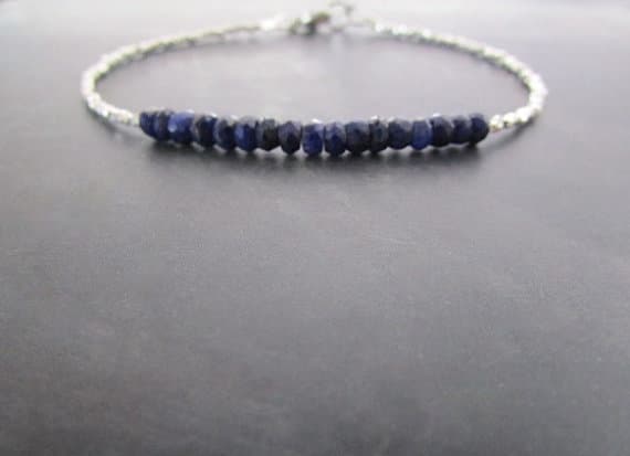 AAA++ Rare Quality Sapphire Bracelet, September Birthstone Bracelet, Gemstone Bracelet, Bead Bracelet, Stack Bracelet, Sapphire Jewelry, Hill Tribe Bracelet 4-5mm 7 inches Code- TJH418