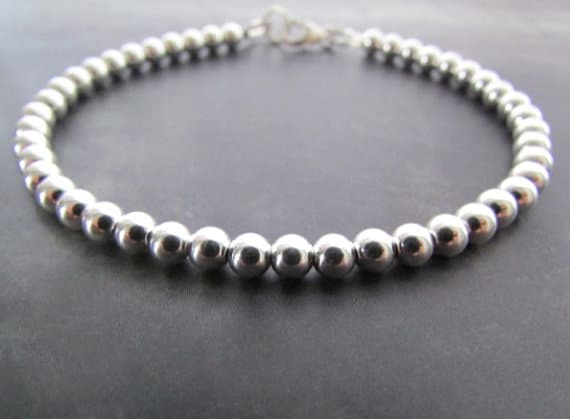 AAA++ Rare Quality Sterling Silver Plated Beads  4mm Bracelet, Sterling Silver Plated Bracelet , Sterling Bracelet, Silver PlatedJewelry, Bride Bracelet, Bracelet For Women 7 inches   Code- TJH357