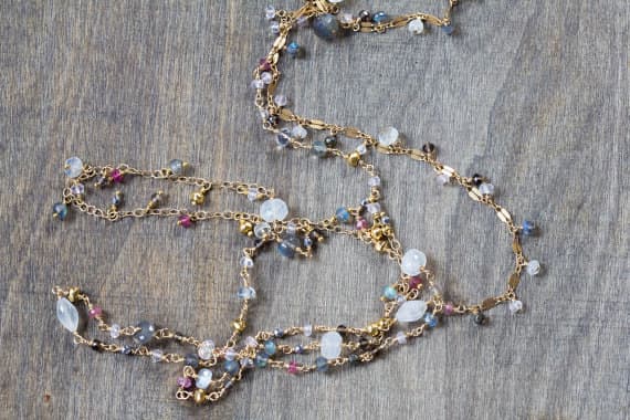 24k gold chakras simple  Multi Colour Multi Gemstone  stacking Necklace Fancy, Faceted 16inch for mens, womens, gf, bf and adults.