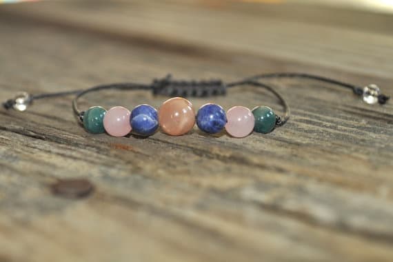 Handmade Beaded, Crystal Helling 8mm adjustable Multi Sunstone, Sodalite, Rose Quartz, Apatite Bracelet Round, Smooth 7" for mens, womens, GF, BF, Adults.