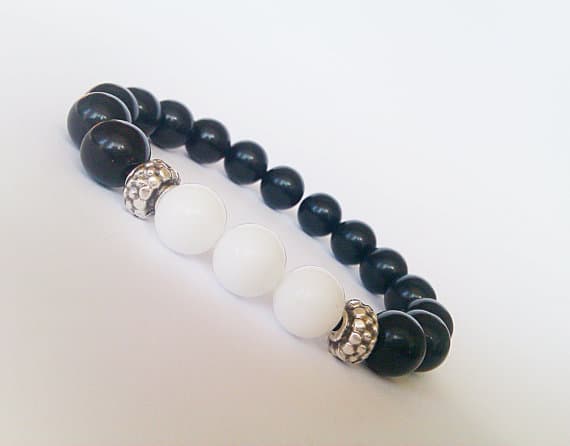 Anxiety Gemstone 10mm Multi Colour White Agate  Stretchable Bracelet Round, Smooth 18cm for mens, womens, gf, bf and adults.