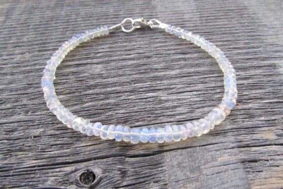 AAA++ Rare Quality Ethiopian Opal Bracelet, October Birthstone Bracelet, Opal Gemstone Bracelet, Welo Opal Jewelry, Women's Stack Bracelet, Bracelets For Women 3-4.5mm 7 inches Code- TJH407
