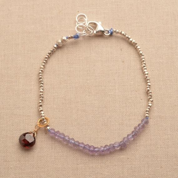 925 steling silver Artisan Loose 3-4 mm Stracking Purple Amethyst Bracelet Rondelle, Faceted 7" for mens, womens, GF, BF, Adults.