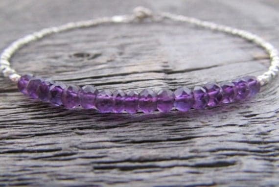AAA++ Rare Quality Amethyst Bracelet, Amethyst Jewelry, Amethyst Gemstone Bracelet, Stack Bracelet, Birthstone Jewelry 3.5-4mm 7 inches Code- TJH476