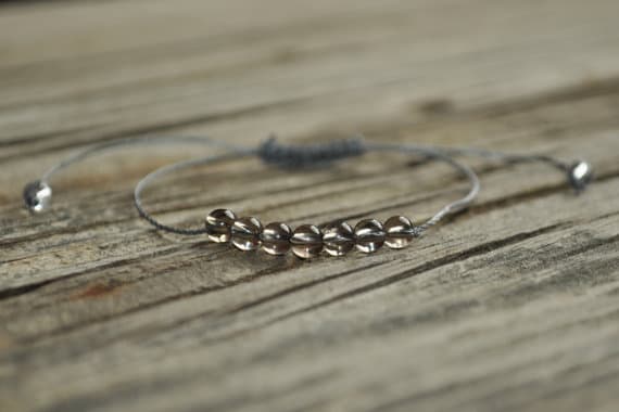 GRounding 4 mm adjustable brown Smoky Quartz Bracelet Round, Smooth 7" for mens, womens, GF, BF, Adults.