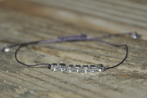 memorial gift 4 mm adjustable white Quartz Bracelet Round, Smooth 7" for mens, womens, GF, BF, Adults.