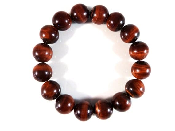 Anniversary Gift 12mm Stretchable Red Red Tiger's Eye  Bracelet Round, Smooth 7.5" for mens, womens, gf, bf & Adult.