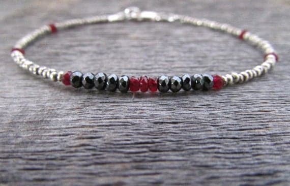 AAA++ Rare Quality Ruby Birthstone Bracelet, Gemstone Bracelet, Bead Bracelet, Stack Bracelet, July Birthstone Bracelet, Hill Tribe Bracelet, Ruby Bracelet 3mm-1.5mm Code- TJH374