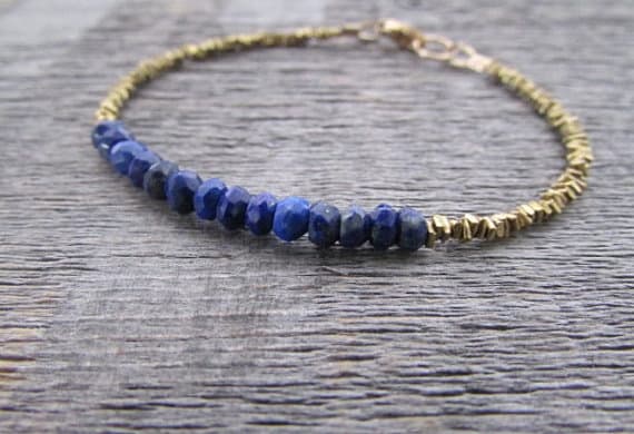 AAA++ Rare Quality Lapis Lazuli Bead Bracelet, Lapis Lazuli Bracelet, Brass Bead Bracelet, Lapis Bracelet, Hill Tribe Bracelet, Boho Stack Bracelet 3.5-4mm 7 inches Code- TJH422