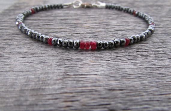 AAA++ Rare Quality Ruby Bracelet, Ruby Gemstone Bracelet, Ruby Birthstone Bracelet, Ruby Jewelry, Bead Bracelet, Stack Bracelet 3-3.5 mm 7 inches Code- TJH440