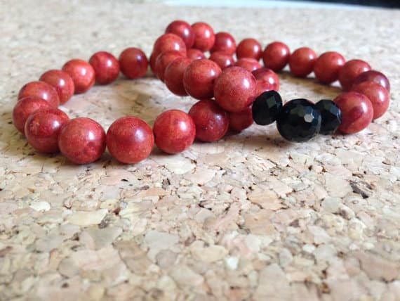 AAA++ Rare Quality Red Coral and Crystal Bracelet Set/ Coral Bracelet/ Crystal Bracelet/ Coral Jewelry 4-7mm Code- TJH252