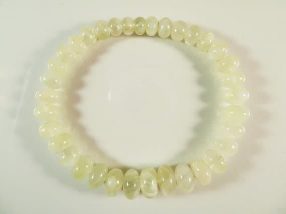 Super sale 5-10mm Stretchable Green Prehnite Bracelet Rondelle, Smooth 7" for mens, womens, gf, bf & Adult.