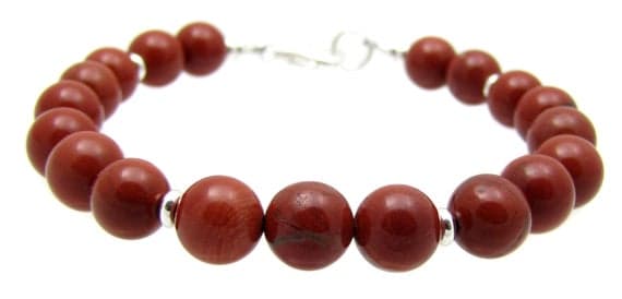 925 sterling Silver Grounding 8mm stacking Red Red Jasper Bracelet Round, Smooth 7" for mens, womens, gf, bf & Adult.