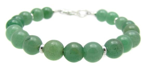 925 sterling Silver Super sale 8mm stacking Green Green Aventurine Bracelet Round, Smooth 7" for mens, womens, gf, bf & Adult.