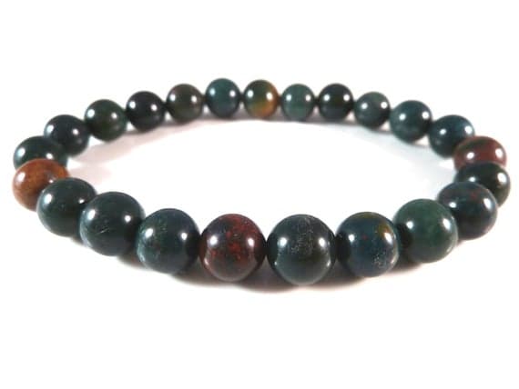 Wholesale 8mm Stretchable Multi Indian Bloodstone Bracelet Round, Smooth 7" for mens, womens, gf, bf & Adult.