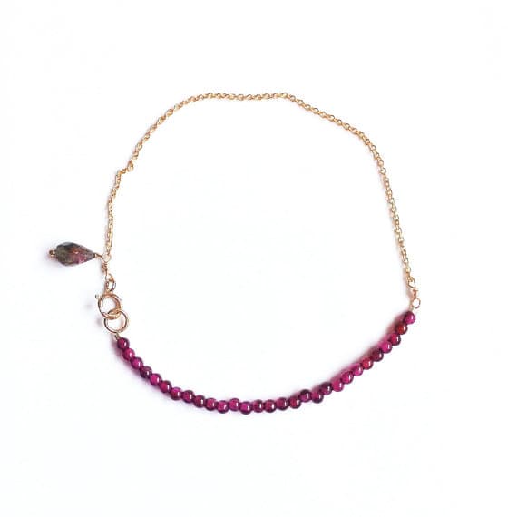 AAA++ Rare Quality Tiny Garnet and Gold  Friendship Bracelet //Gifts for her //Bridesmaid gift //Gold  bracelet //Gemstone Bracelet //Garnet //Gift ideas 2mm 17.5cm  Code- TJH268