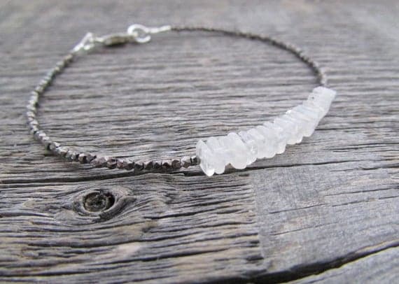 AAA++ Rare Quality Moonstone Bracelet, Hill Tribe Silver Plated Bracelet , Gemstone Bracelet, Stack Bracelet, Bead Bracelet 4-4.5mm 7 inches Code- TJH486