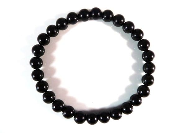 Positive Energy 6mm Stretchable Black Black Tourmaline Bracelet Round, Smooth 7" for mens, womens, gf, bf & Adult.