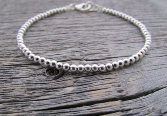 AAA++ Rare Quality Silver Plated Beads Bracelet, 3mm Bracelet, Sterling Silver Plated Bracelet , Sterling Bracelet, Silver PlatedStack Bracelet, 925 Bracelet, Bracelets For Women 7 inches Code- TJH414