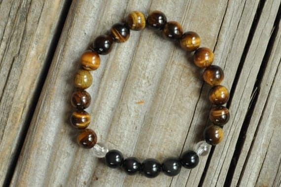 Positive Energy 8mm Stretchable Multi Obsidian, Tiger Eye Bracelet Round, Smooth 7" for mens, womens, GF, BF, Adults.