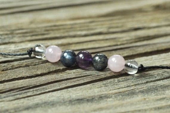Artisan Loose 6mm adjustable Multi Kyanite, Amethyst, Rose Quartz Bracelet Round, Smooth 7" for mens, womens, GF, BF, Adults.